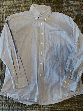 Izod Blue Microstripe Button-Down Dress Shirt